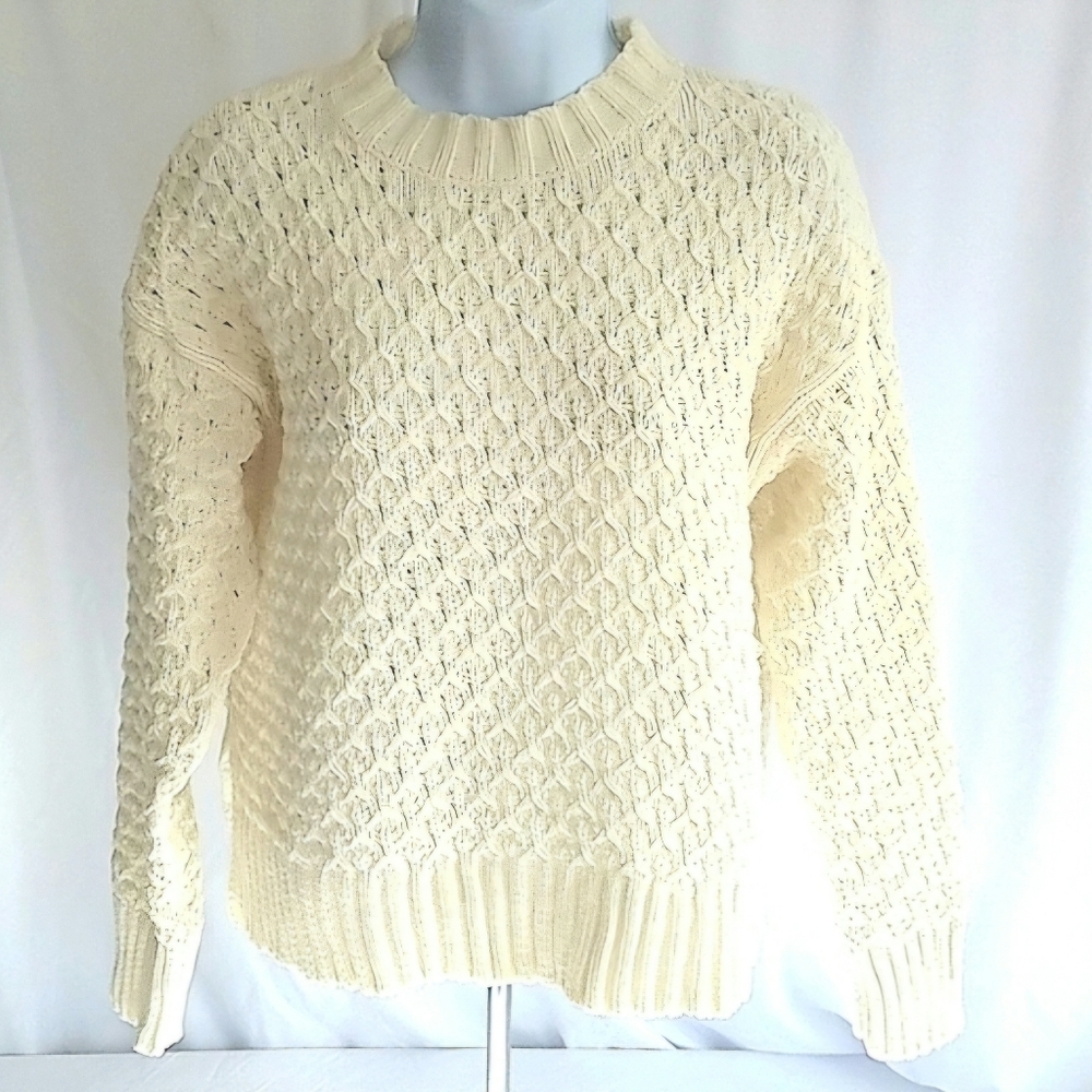 A New Day Women's Cream Knit Crewneck Sweater Size Small